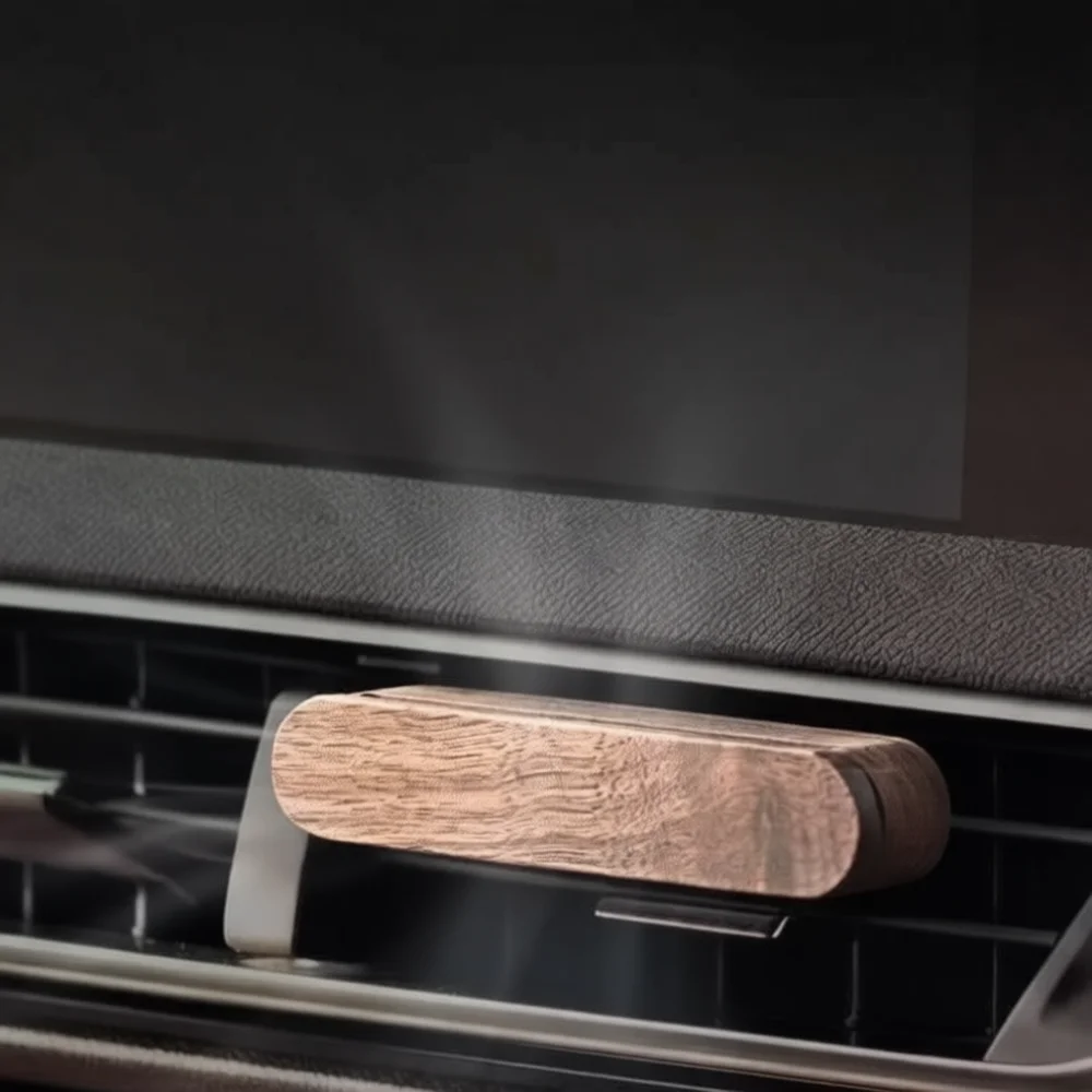 Elegant Black Walnut Car Aromatherapy Diffuser Vent Clip Natural Wood Scent Fragrance Freshener Modern Auto Accessory