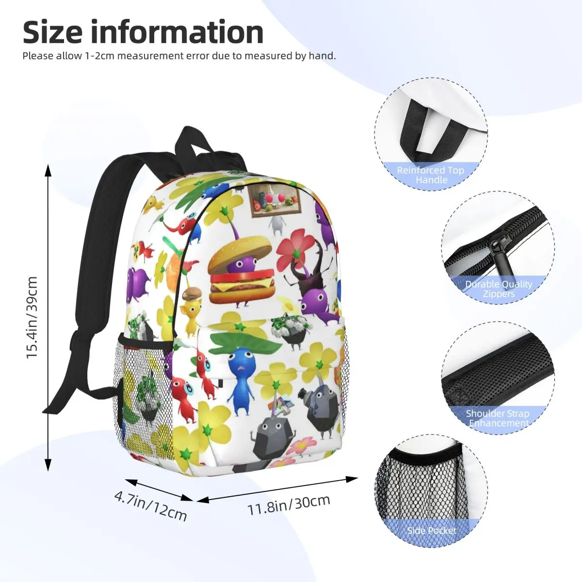 Bunch Of Pikmin Backpack Daypack Large Capacity Boys Girls BookBag Shoulder Bags for Men Women Children School Bag