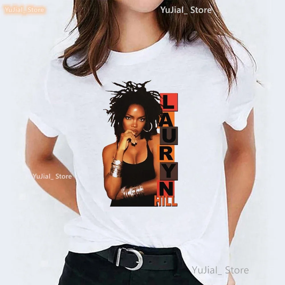 

2024 Vintage Lauryn Hill Print T Shirt Women Fugees Music Hip Hop T-Shirt Female Aesthetic Clothes Summer Tops Tee Shirt Femme