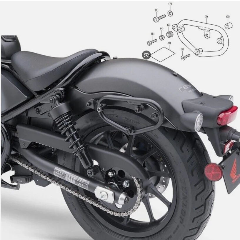 HCMT Metal Saddle Bag Kit Side Rack For Honda Rebel 300 500 CMX 2017 - 2024