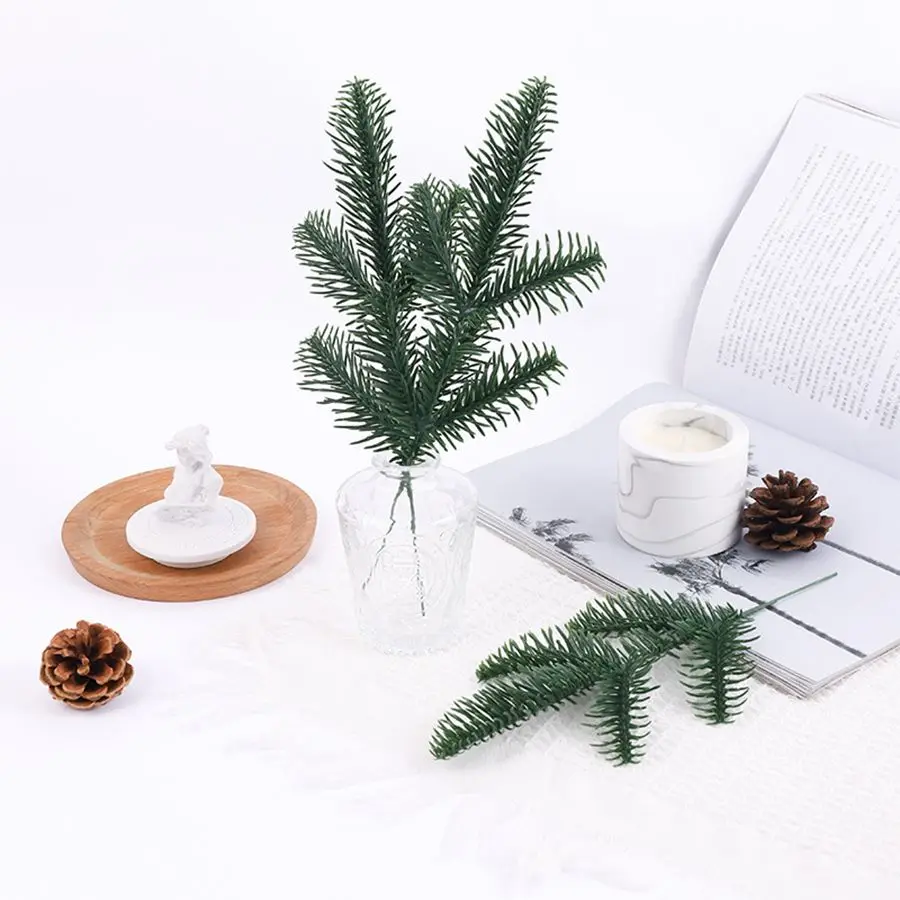 

10pcs Artificial Plant plastics Single tube Pine needle Hot sale Christmas tree Decor Home accessory Green Leaves Diy bonsai box