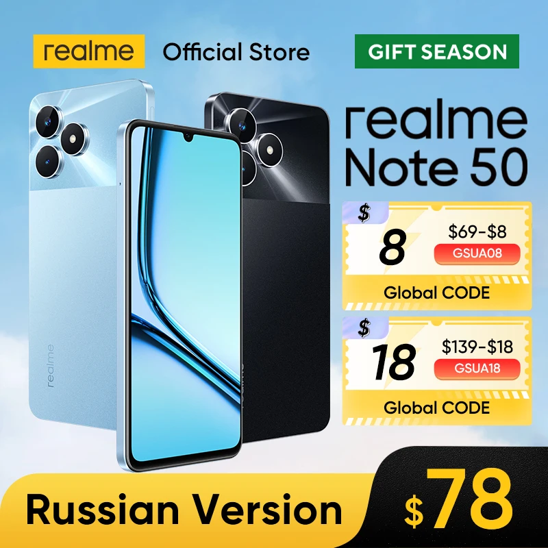 realme Note 50 6.74\'\'90Hz Display 5000mAh Battery 13MP Camera Powerful Octa-core Processor 3-Card Slot Up to 2TB External Memory