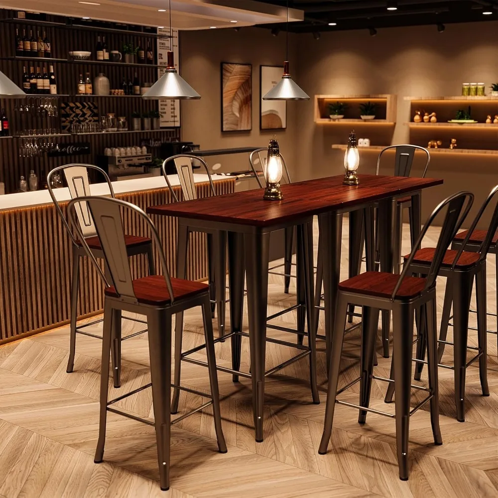 Conjunto compacto de mesa de bar para 2 pessoas com cadeiras e apoio para os pés para cozinha e jantar