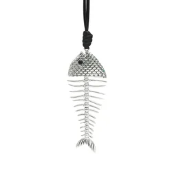 New retro gothic fish bones collana con ciondolo uomo donna collana a catena biker punk collana con ciondolo gioielli regalo all'ingrosso