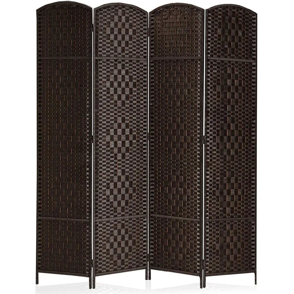 Handcrafted Diamond Weave Room Divider, Folding Privacy Partition, Wall Screen, 6 Panels