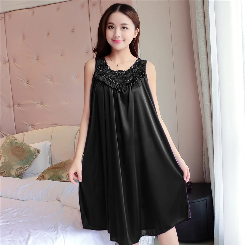 Plus Size XXXXL Women Silk Chemise Long Nightie Nightwear Lingerie Nightdress Sleepwear Dress Champagne Nightgowns Wedding Bride