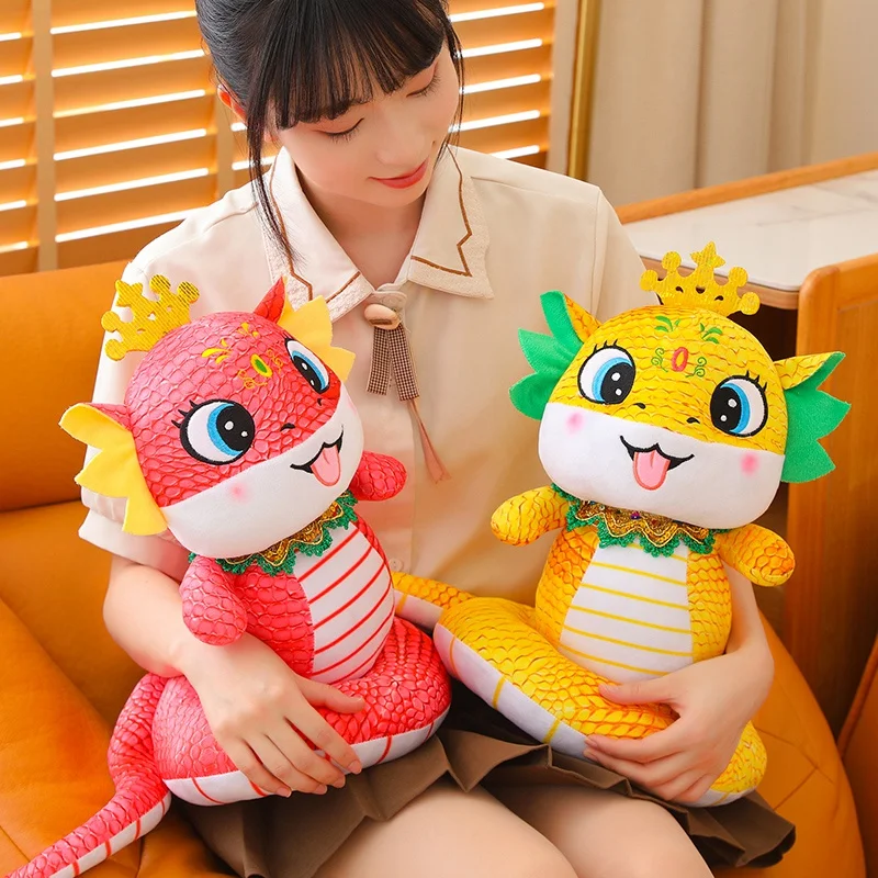 2025 Chinese New Year Mascot Traditional Cartoon Snake Plush Doll Pendant Yellow Green Red Snake Python Plush Toy Home Decor