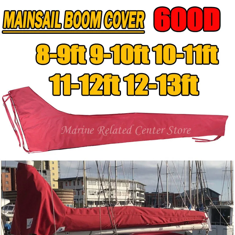 

600D Mainsail Boom Cover ,Boat Cover, Red 8-13ft Anti UV Waterproof Windproof Sunshade Sail Cover Anti Scratch Dustproof Cover