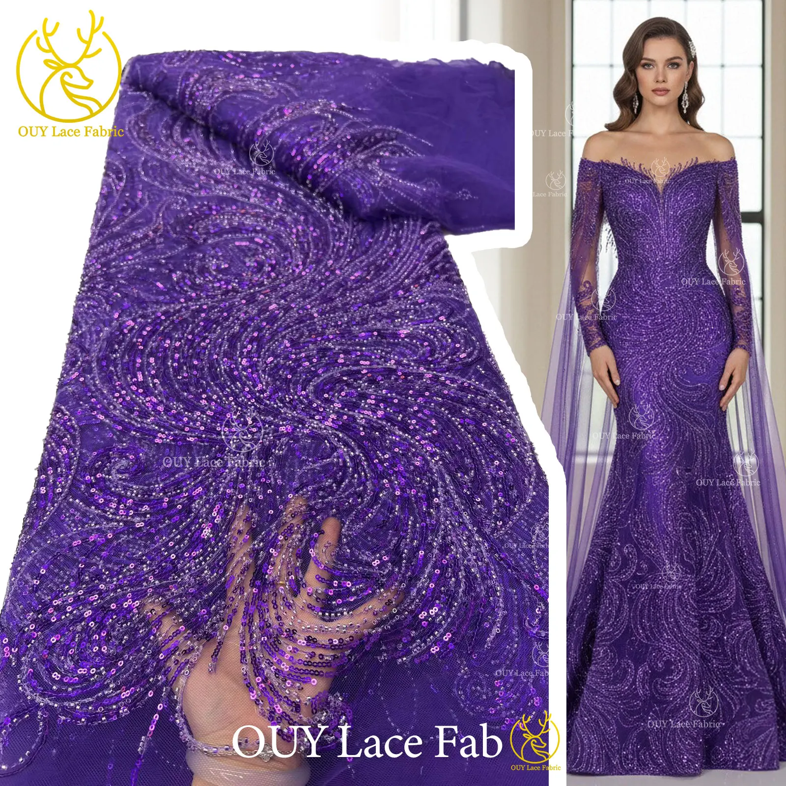 

Fashion African Groom Beaded Lace Fabric 2026 Tulle Mesh Lace French Nigerian Sequins Lace For Women Wedding Party Dress Sewing