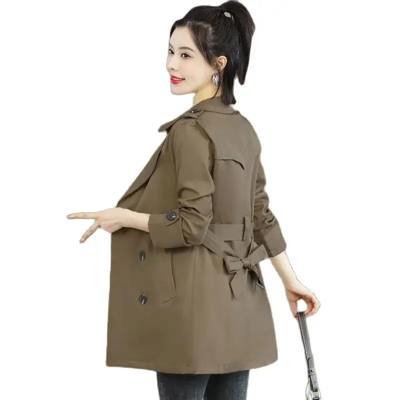 

Double Breasted Trench Coat Tooling Coat Tops Women 2022 Spring Autumn New Windbreaker Lined Jacket Outerwear With Belt Female