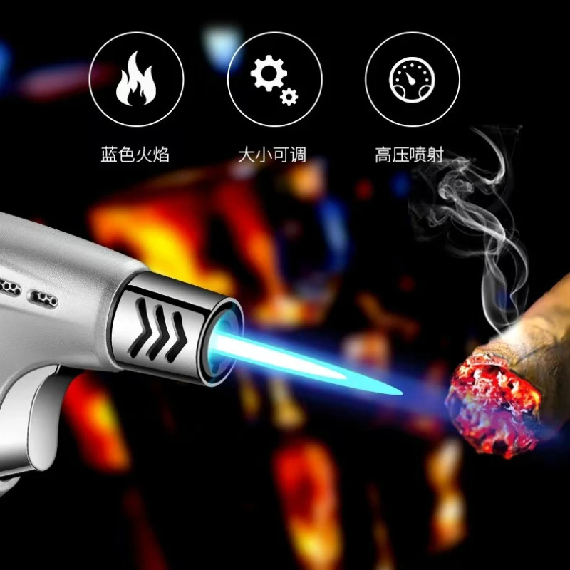 2026 Butane Lighter High Flame Outdoor Windproof Welding Gun Smoking Accessories and Cigar Flamethrower BBQ Lighting Tools