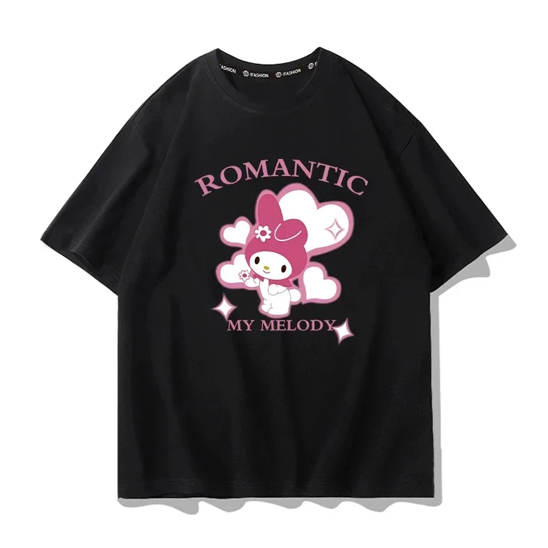 Sanrio Cute Cartoon Characters Graphic T‑Shirt Unisex Loose Short Sleeve Tee Kawaii Anime Print Casual Summer Top for Fans