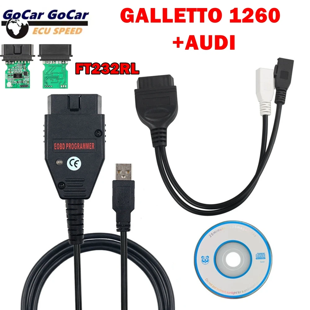 

High quality Galletto 1260 FTDI FT232RL EOBD ECU Programmer Read Write Car ECU Flasher Works For Multi-Car OBDII Diagnostic