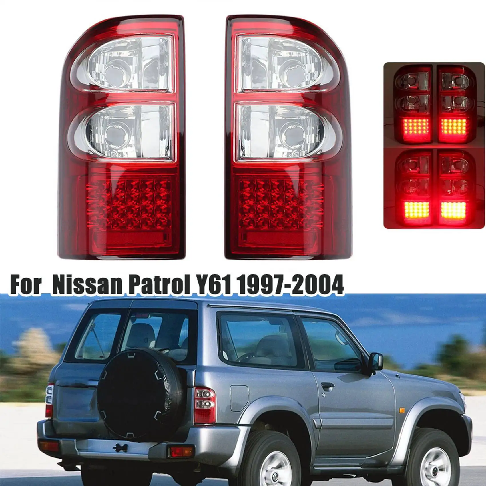 

Car Left&Right Rear Tail Turn Signal Light Brake Lamp For Nissan Patrol Y61 Series 1997 1998-2004 Red