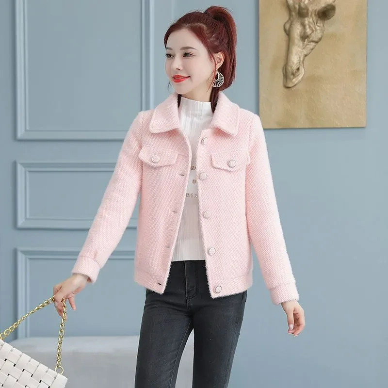 

Mink Fleece Coat Women Short 2023Autumn Winter Korean Edition Versatile Lamb Fleece Small Fashion Comfortable Foreign Style Coat