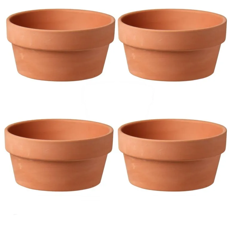 4 PCS Shallow Terracotta Pots 5.5