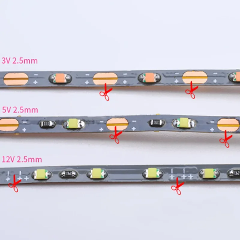 Bande lumineuse Led, 1M/5M Dc, 2.5mm, 60 diodes, largeur, blanc, rouge, bleu, vert, jaune, modèle avion, Table de sable, décoration