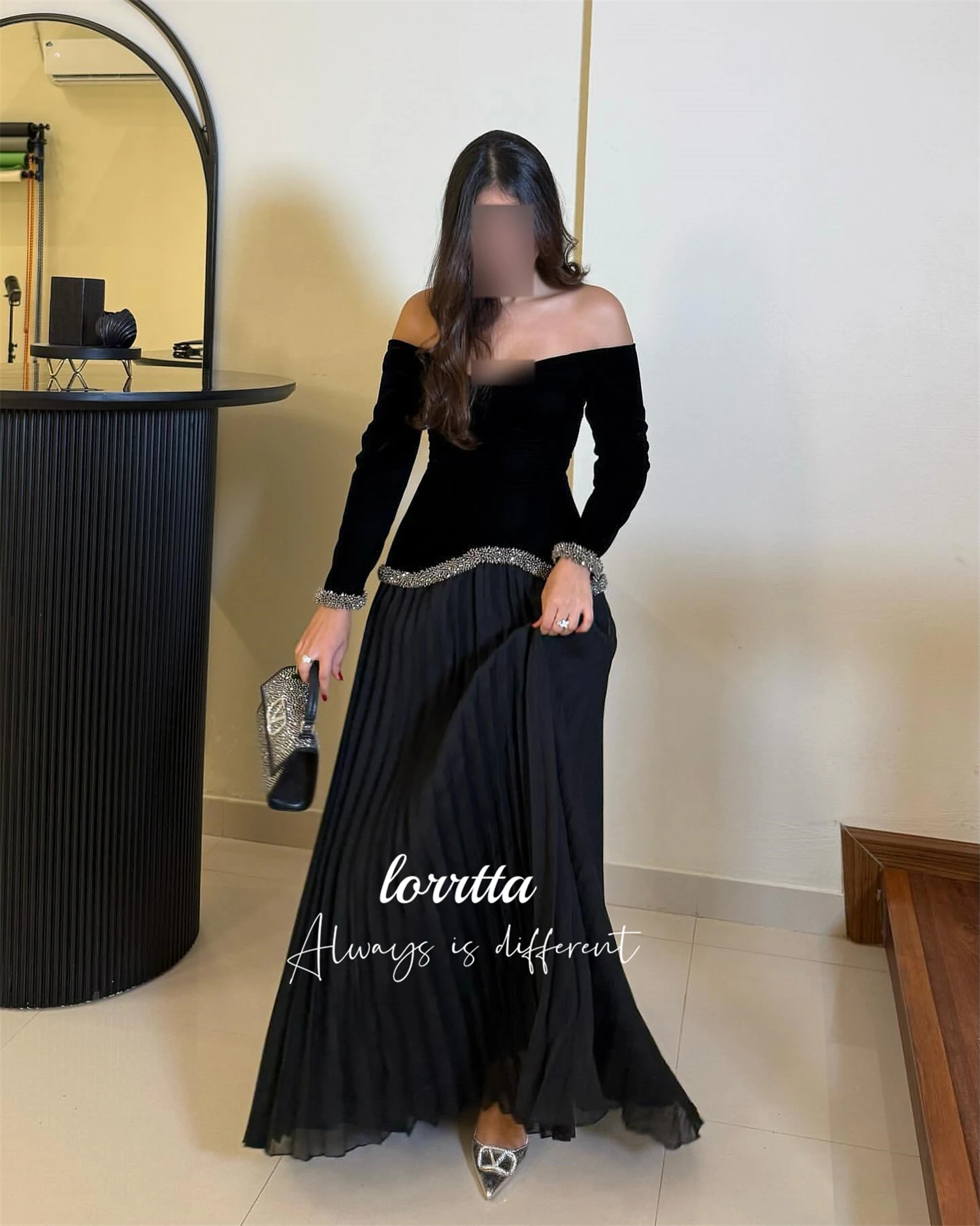 

Lorrtta Customized Chic Women's Evening Dress Luxury Party Dress Elegant Womens Party Dresses Women 2025 Long Sleeves Black Robe