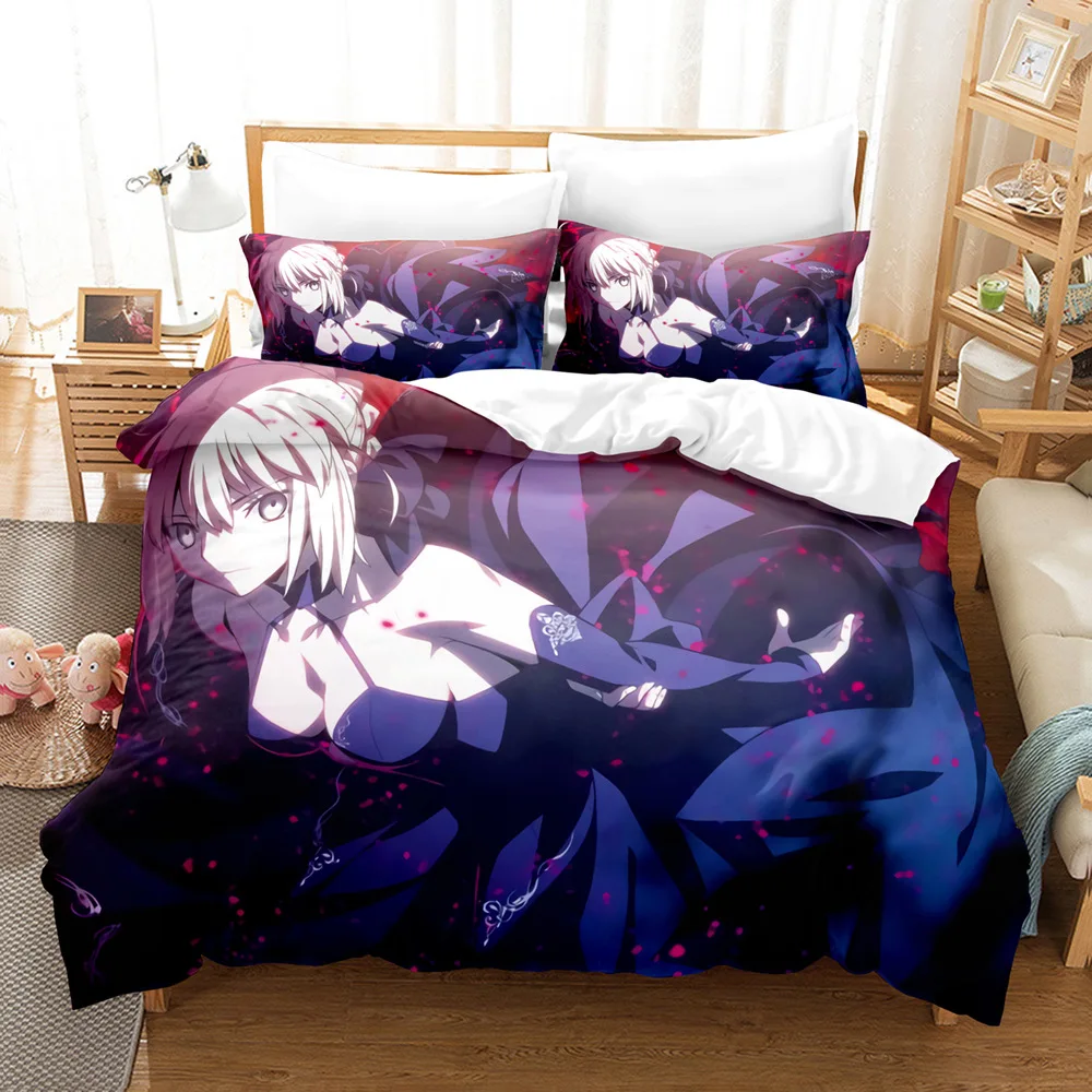 Nekopara Set Tempat Tidur 3D Cetak Seksi Gadis Selimut Penutup Anime Kartun Bed Cover Set Single Queen King Sarung Bantal Diskon Besar Kustom