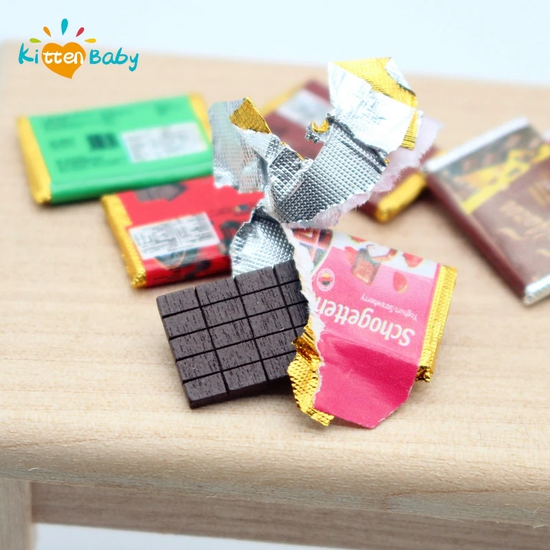 1/12 Miniature Dollhouse Mini Chocolate Bar Model for Doll Food Pretend Play Supermarket Candy Snack Model Kitchen Accessories