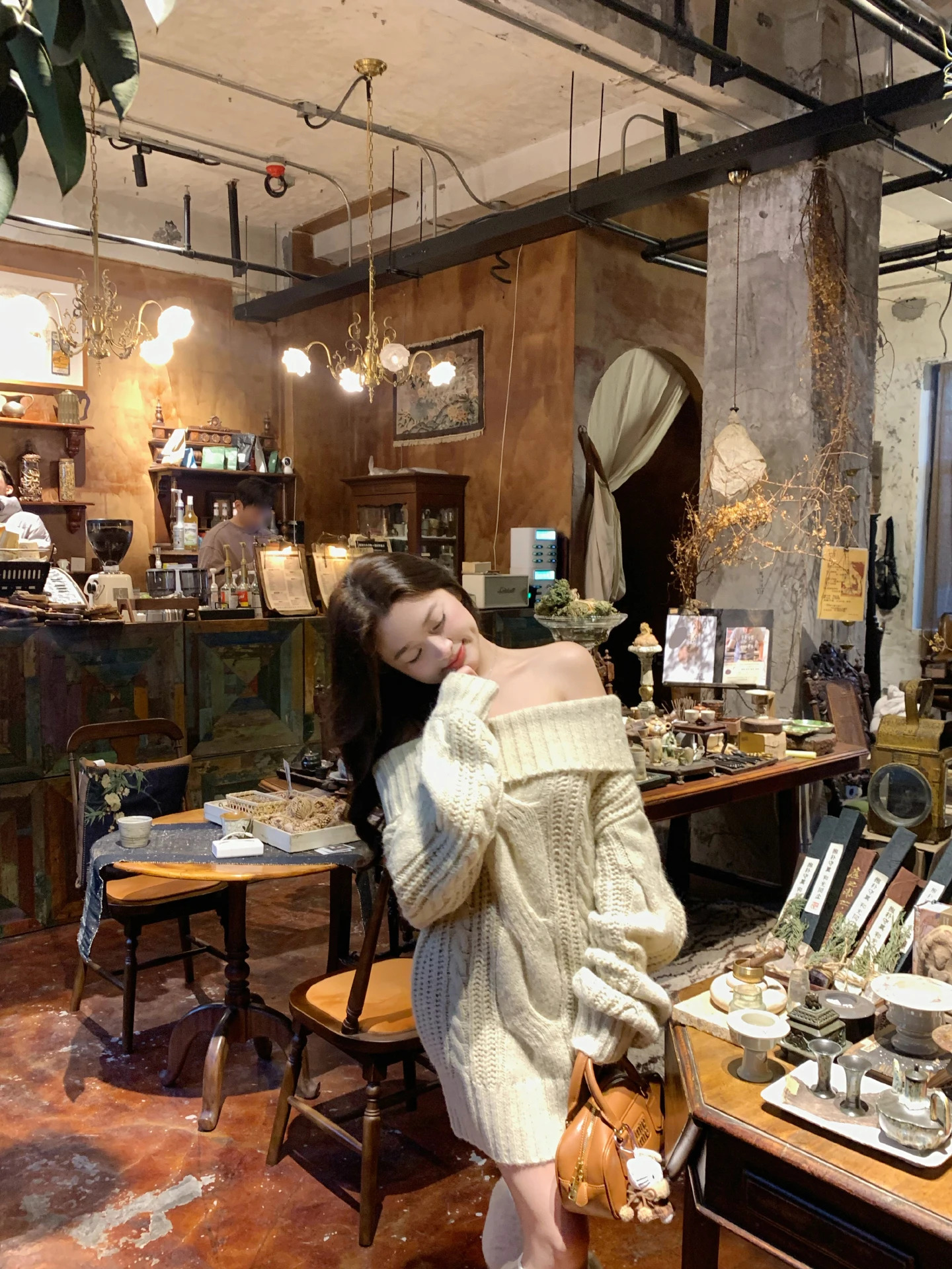 

Banana Women's Loose oulder Sweater Mixed Wool Blend Comfortable Spring Lazy Aosphere Long Sve Sweet Sle Pure Color