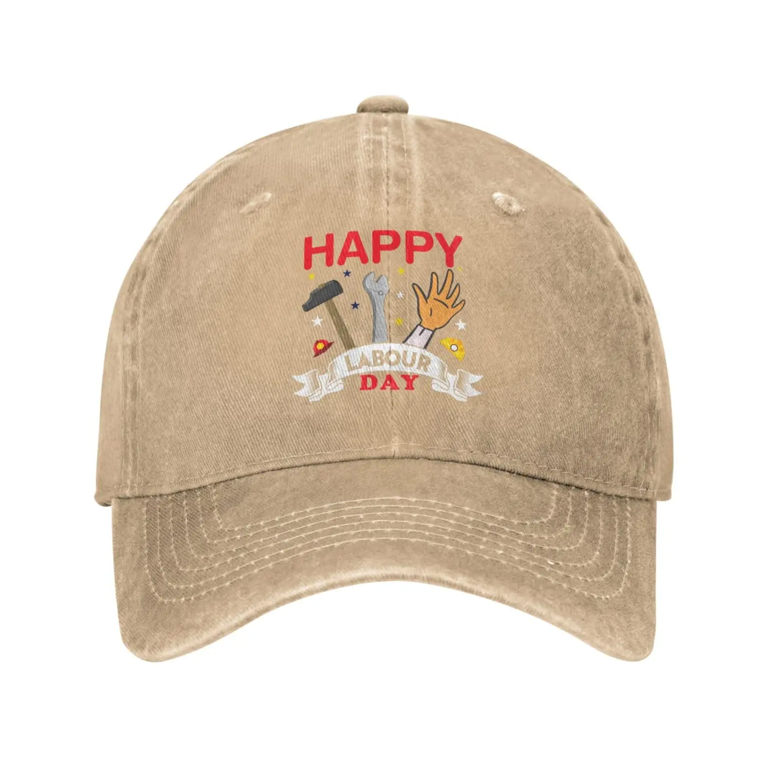 Happy Labour Day Baseball Cap for Men Women Vintage Trucker Hat Golf Hats Dad Hat Natural