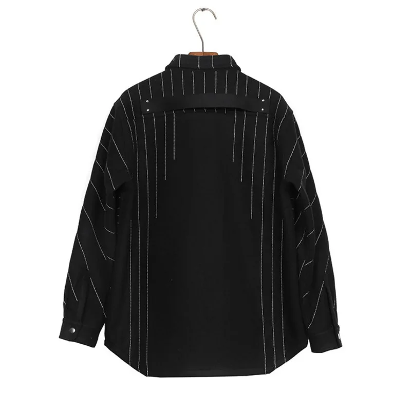 FEWQ Darkwear Embroidery Shirt Loose Casual Jacket 2024 Contrast Color Turn-down Collar Single Breast Male Tops 24E5057