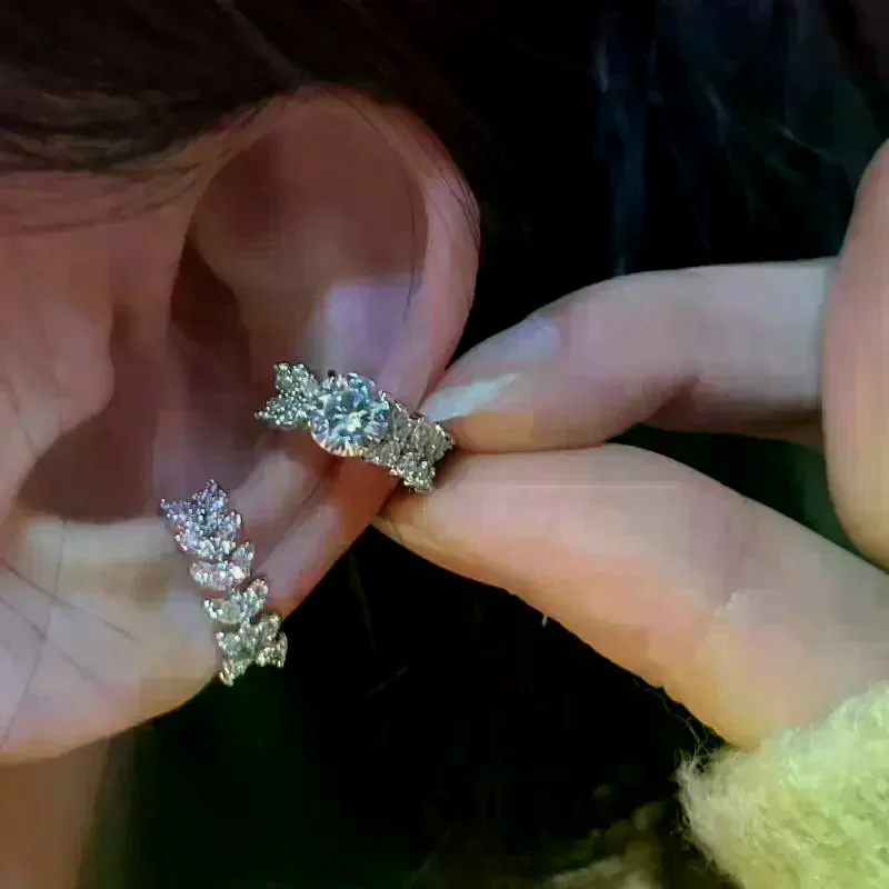 1/2Pcs Exquisit Round Zircon C Shape Clip Earrings For Women Girls Fashion Non-Piercingg Ear Cuff Daily Wear Jewelry Gifts