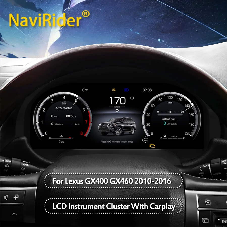 Digital Cluster Instrument For Lexus GX400 GX460 2010-2019 Digital GPS Instrument Clock Odometer speedometer display Tachometer