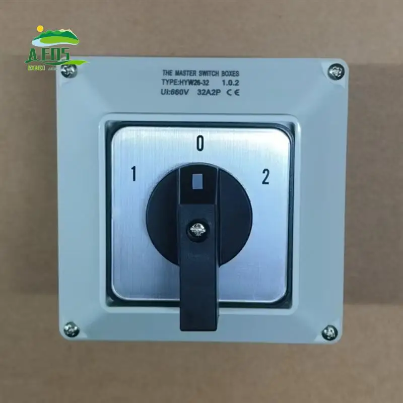 AED5-SZW26/LW26-32 32A 3 Position 2 Phase 1-0-2 Automatic Universal Changeover Rotary Knob Cam Switch With Waterproof Box