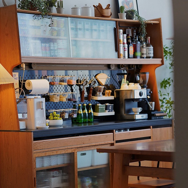 

Nordic solid wood dining side cabinet Home living room Fashion multi-functional rock slab locker Kitchen against the wall Large