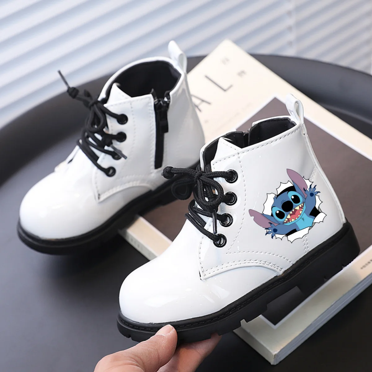 Kids Lilo & Stitch Shoes Disney Stitch Casual Sneakers Children Anime Stitch Short Boots New White Shoes Kawaii Angel Shoes