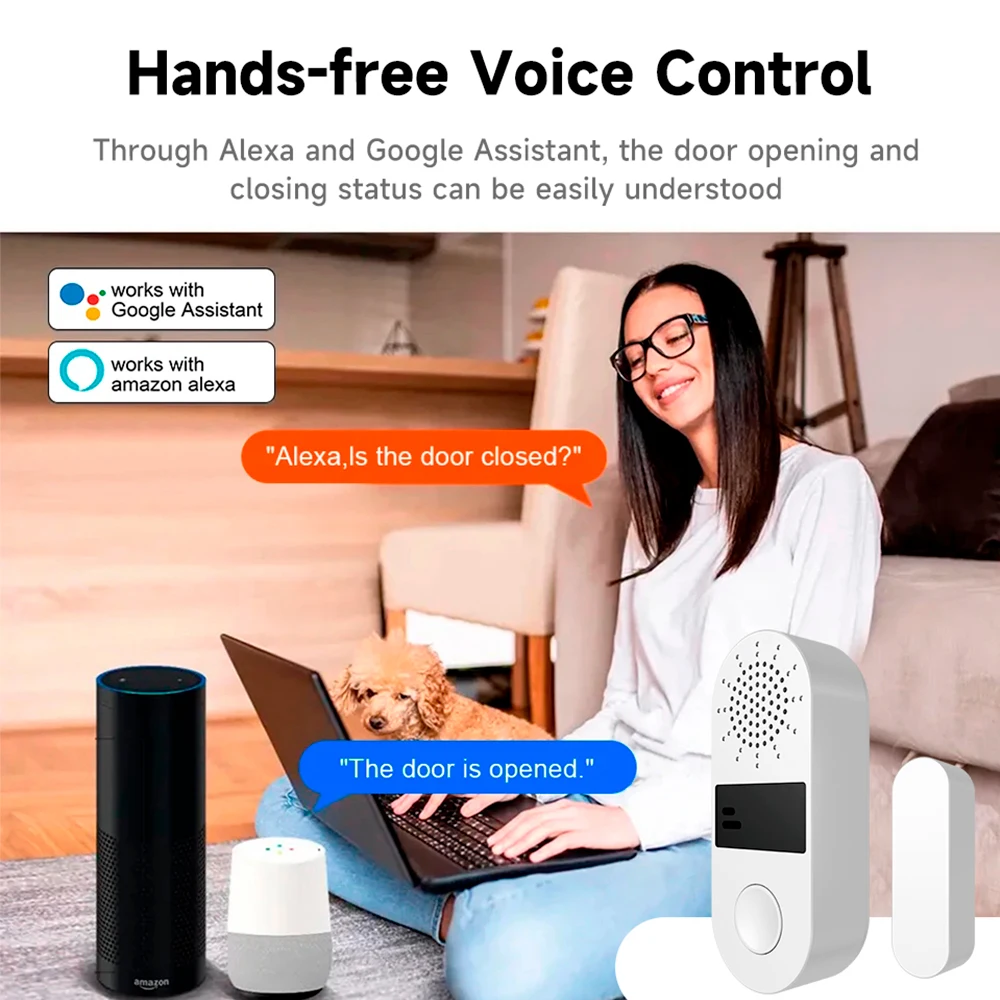 Sensor de puerta Tuya ZigBee con WiFi, alarma de sonido y luz, 130dB, Sensor de ventanas, aplicación de hogar inteligente, Control remoto, asistente de hogar