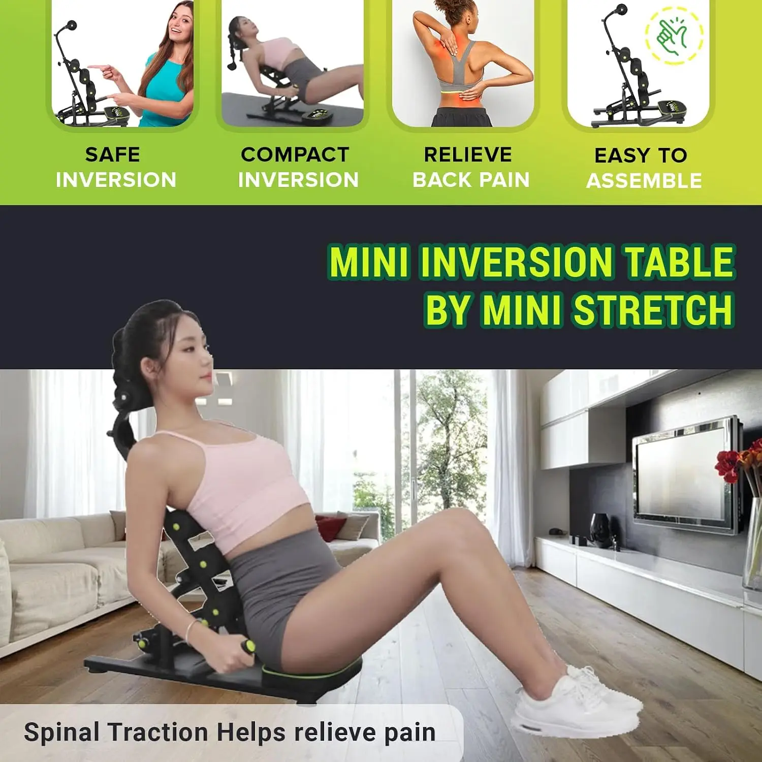 Mini Inversion Table by , Relieve Back Pain, Re-Align The Spine, Stretch The Back and Neck. 330 lbs. Weight Capacity, Compact Fo