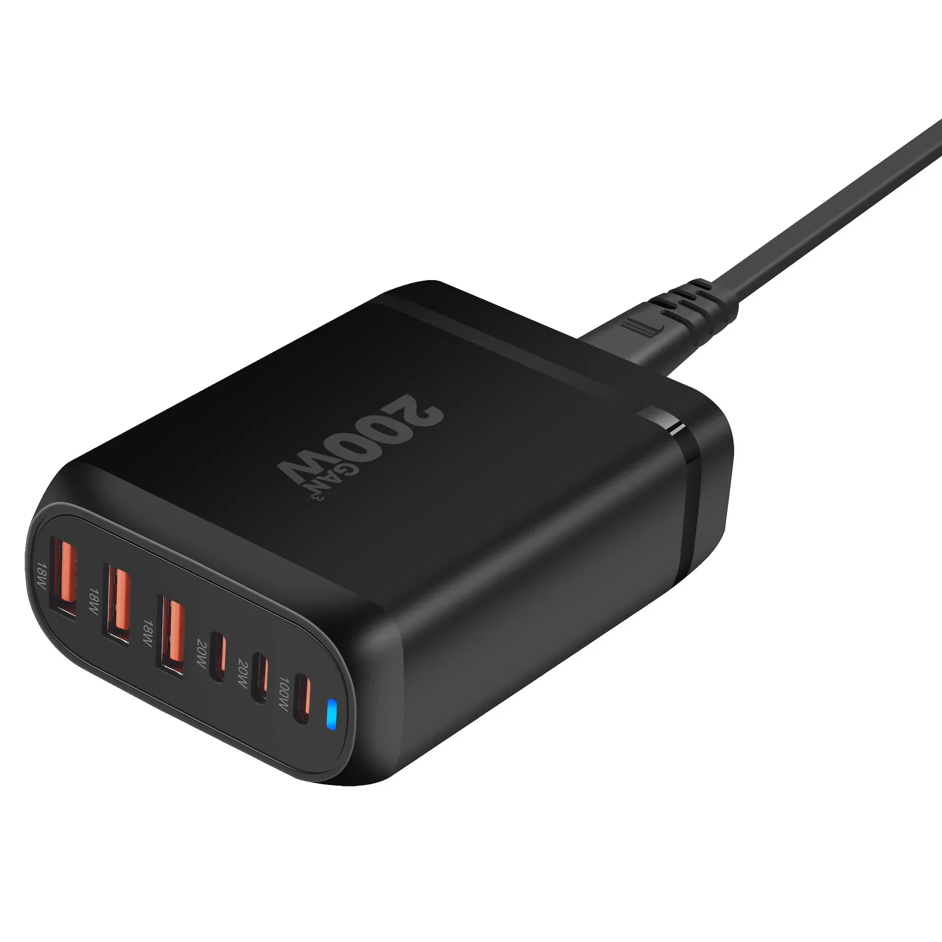 200W GaN PD charger 120W multi-function fast charging 3A3 C desktop charging 160W multi-port 4C2A adaptation