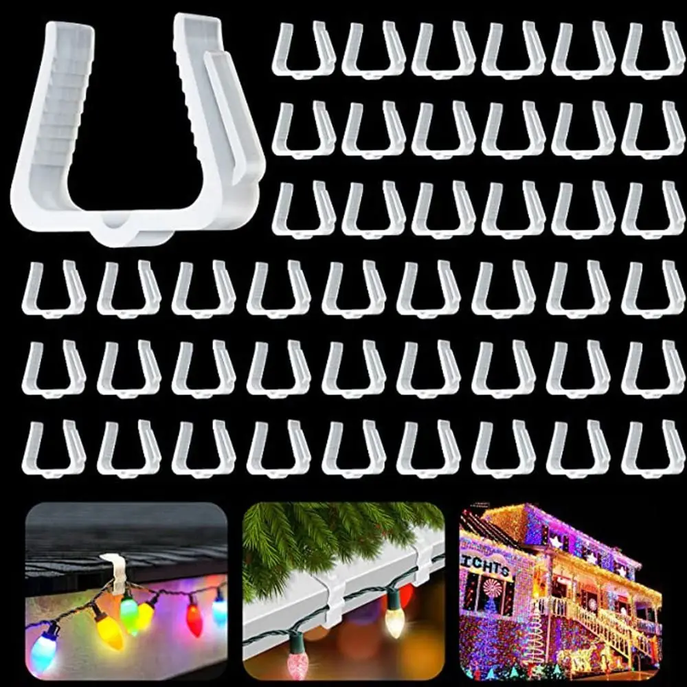 10pcs Light Hangers Weatherproof Christmas Light Hanger Hooks Plastic Sturdy Holiday Light Clip Practical Gutter Clips Eave