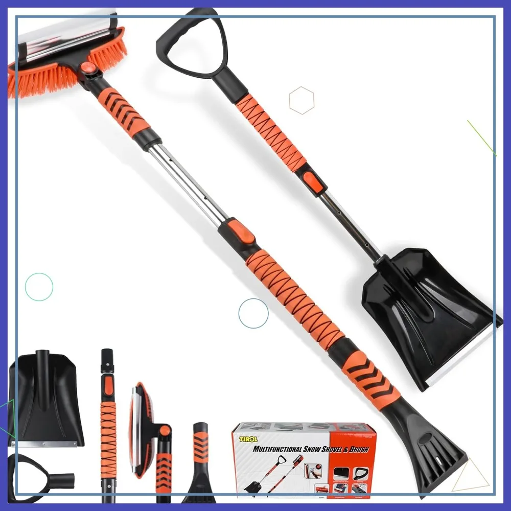 

Удлиняемая щетка для снега и скребок для льда 42 дюйма с пенопластовой ручкой, 180 ° Поворотная головка для легковых автомобилей, грузовиков и внедорожников