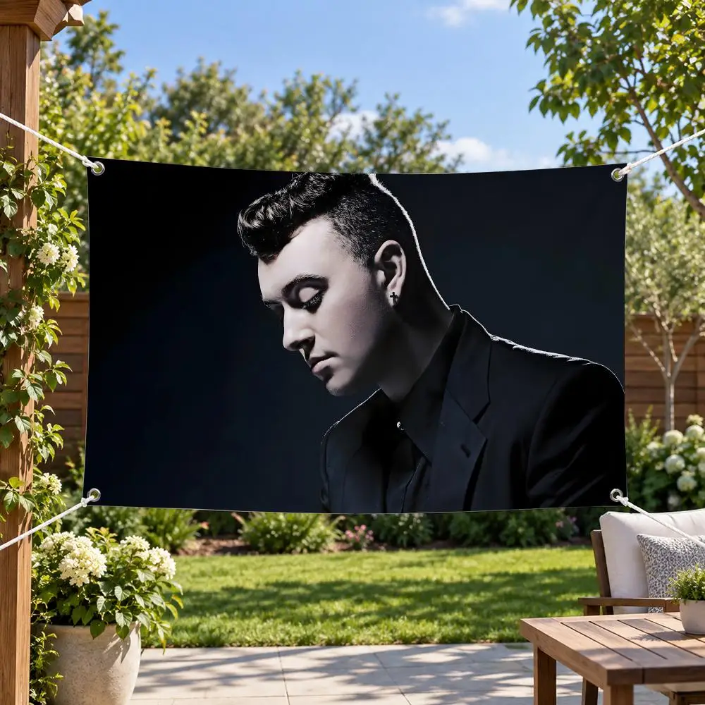 Singer Sam Smith Flags Aesthetic Wall Tapestry Printed Wall Hanging Living Room Party Outdoor Decor