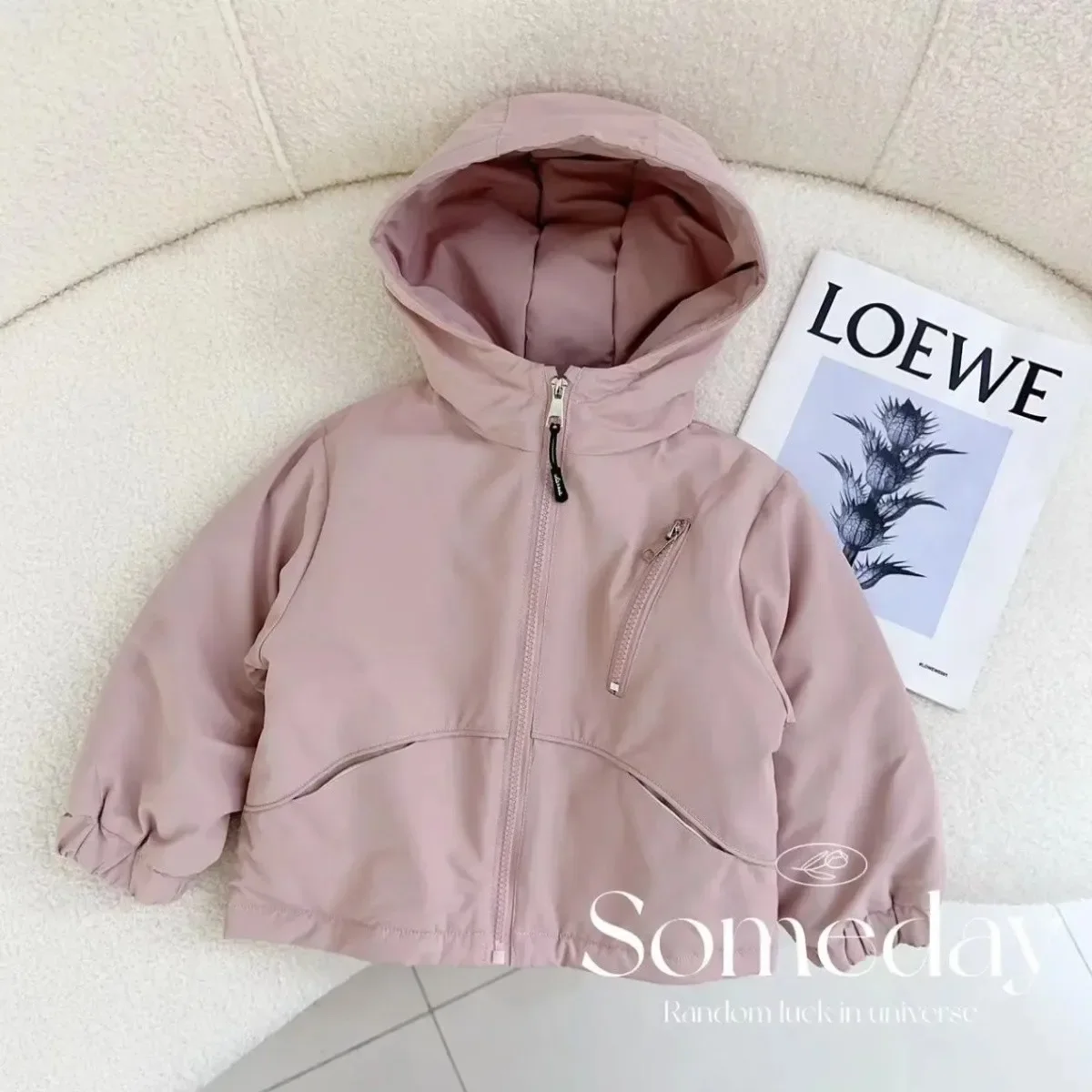 

Children's Plush Thick Hooded Jacket 2026 Autumn Winter New Casual Boys Girls Coat Warm Cozy Kids Clothing