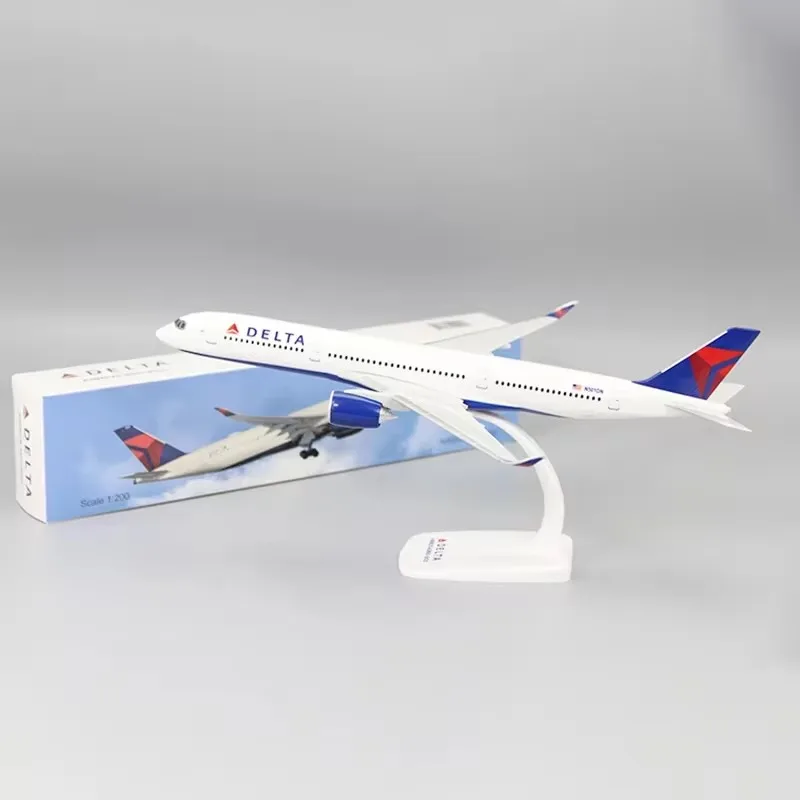 

1/200 scale child toy plane Model Kit Delta A350-900 ABS Plastic Airplane Model with Stand For Boys' toys or Gift