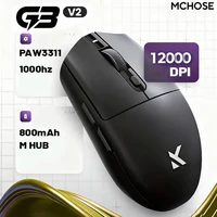 Ratón Inalámbrico para Deportes Electrónicos MCHOSE G3 V2 Pro, Ligero, Tres Modos, Bluetooth, PAW3395, Alto Rendimiento, 800 mAh, para Juegos y Oficina, 59 g