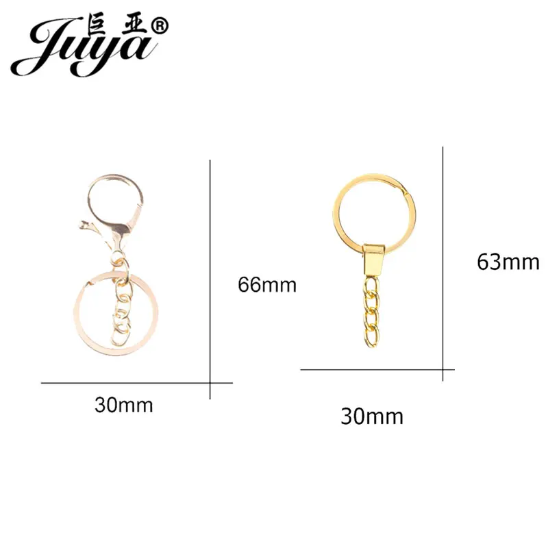 5pcs/lot 4 Colors Keychain Ring 30mm Key Ring Long 66mm Plated Lobster Clasp Key Hook Chain Supplies For Jewelry Making Findings