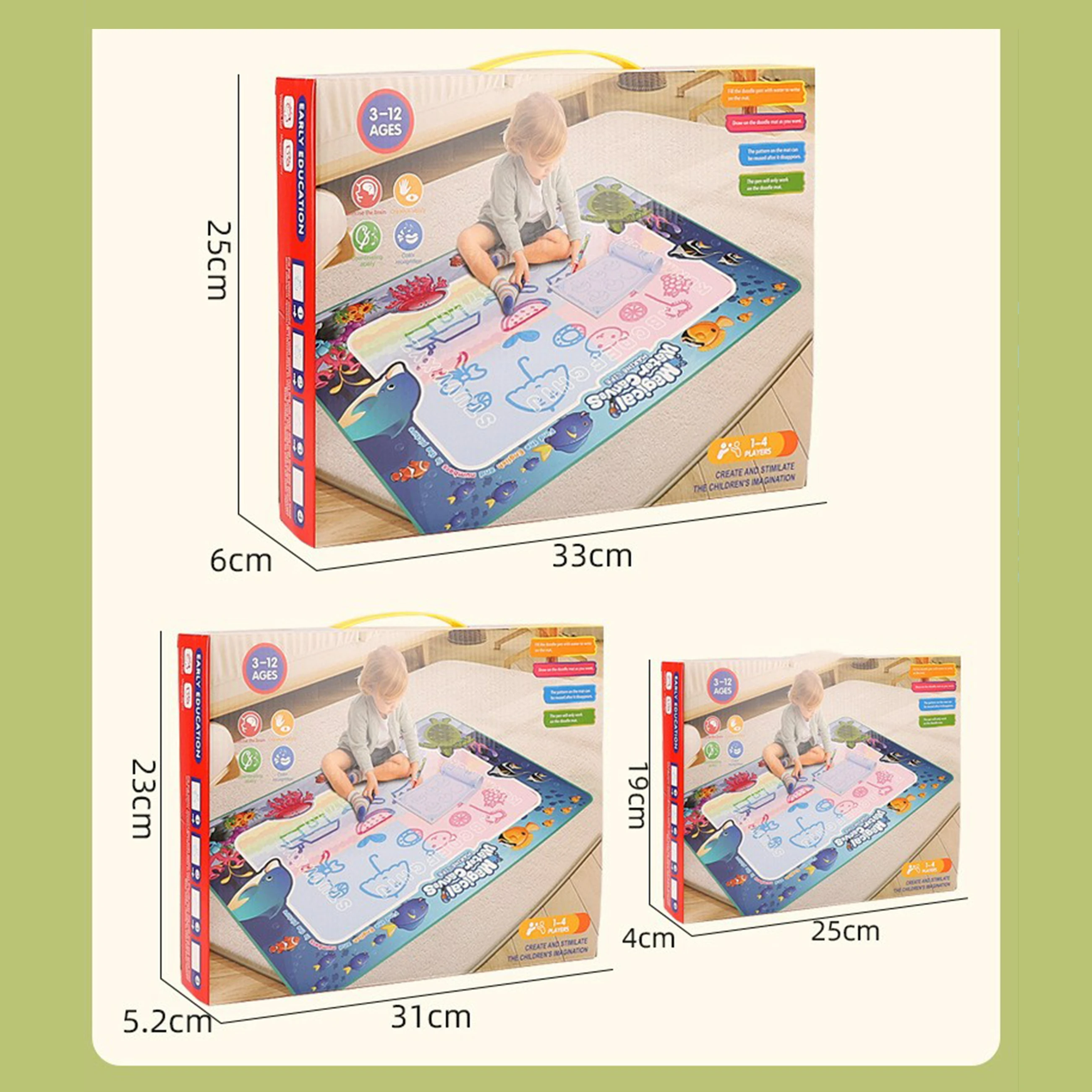 100x80 CM Magia Acqua Disegno Zerbino Colorazione Doodle con Penne Magiche Riutilizzabili Montessori Bordo di Pittura Giocattoli Educativi Regali Per Bambini