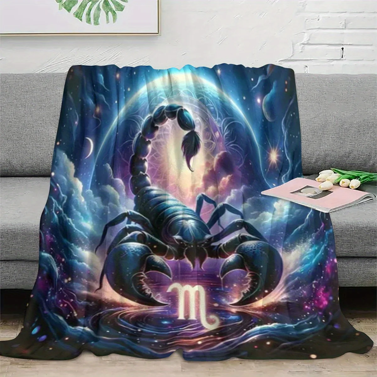Celestial Zodiac Astrology Blanket Throw Cosmic Scorpio Galaxy Night Sky Decor Cozy Mystic Celestial Horoscope Gift for Witchy