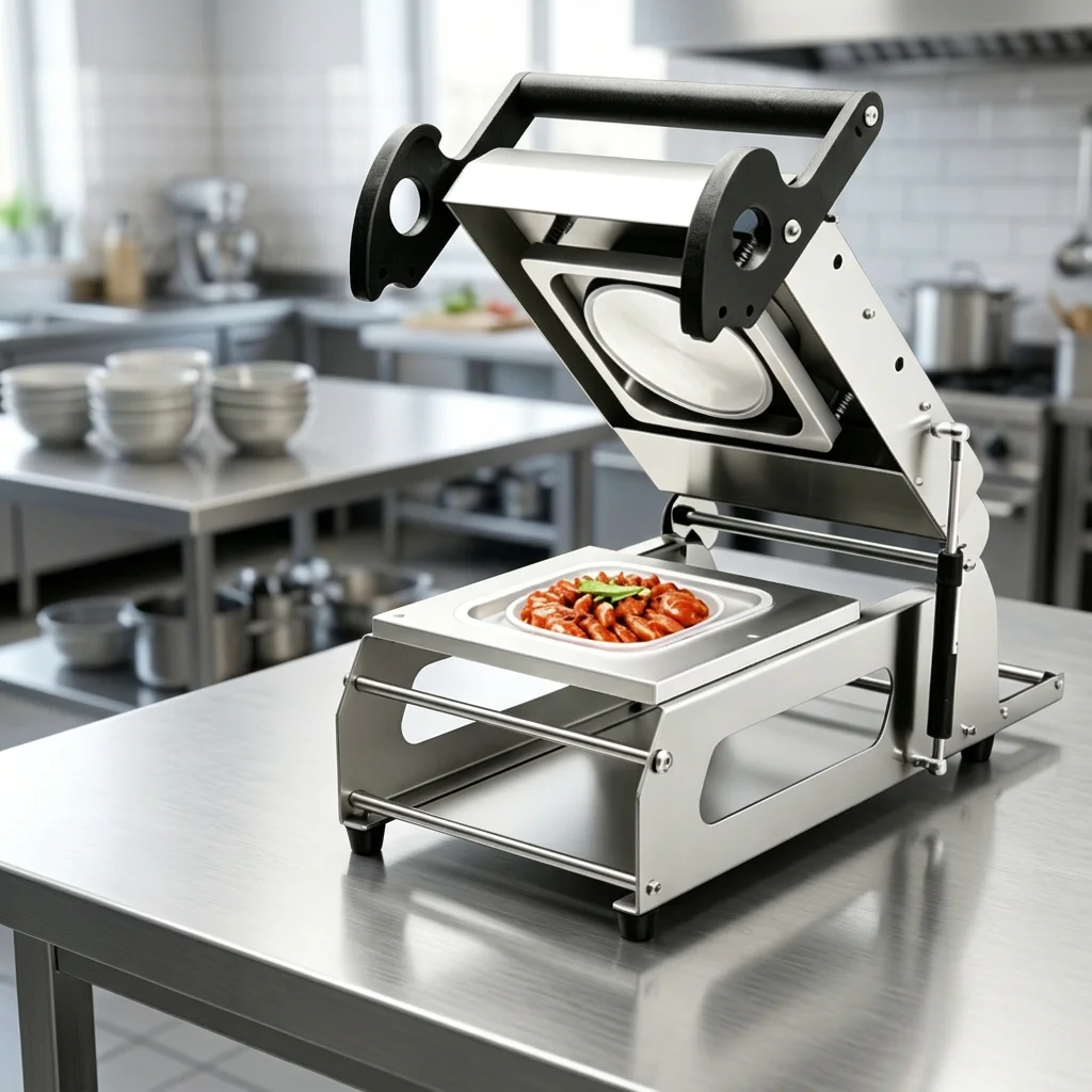 Commercial Small Manual Tray Sealing Machine Anti-Leak Hand Press Sealer for Vegetable Meat Seafood Packaging
