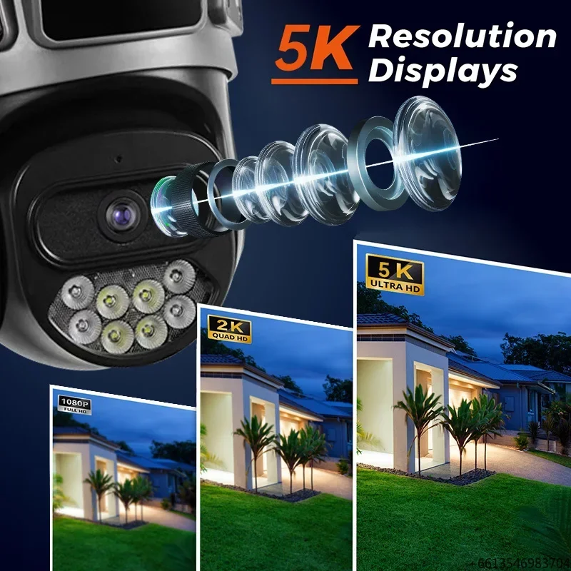 10MP 5GHz WiFi Outdoor Dual Lens Security Camera Full Color Night Vision AI Motion Detection CCTV System Wistino