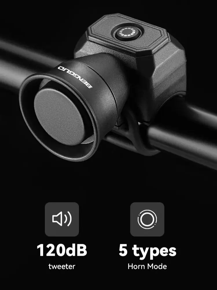 AliExpress OFFBONDAGE Bicycle Horn Bike Electric Bell Horn 5 Modes USB Charging Waterproof Cycling Alarm Bell Children Scooter MTB Bike Accessories