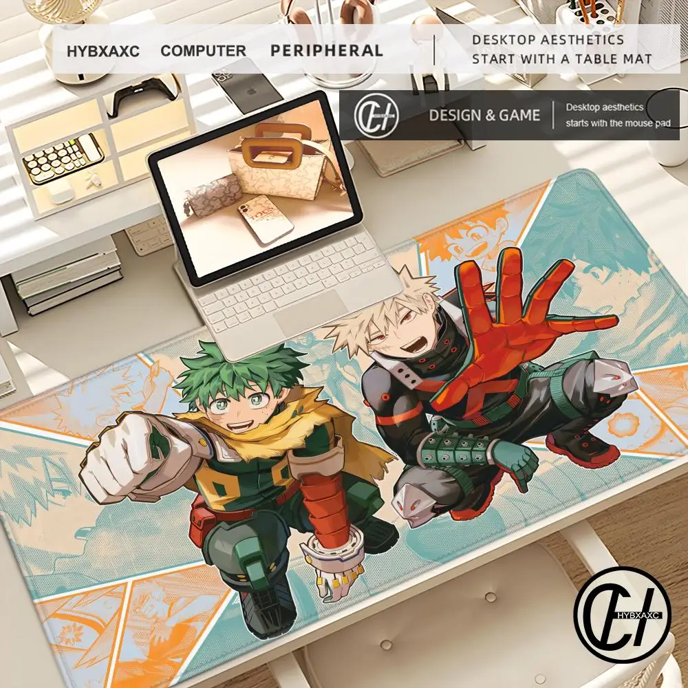 Japan Anime My Hero Academia Mousepad Bakugou Katsuki Large Lock Edge Keyboard Pad for Gamer Computer Desk Mats Anti-slip Rubber
