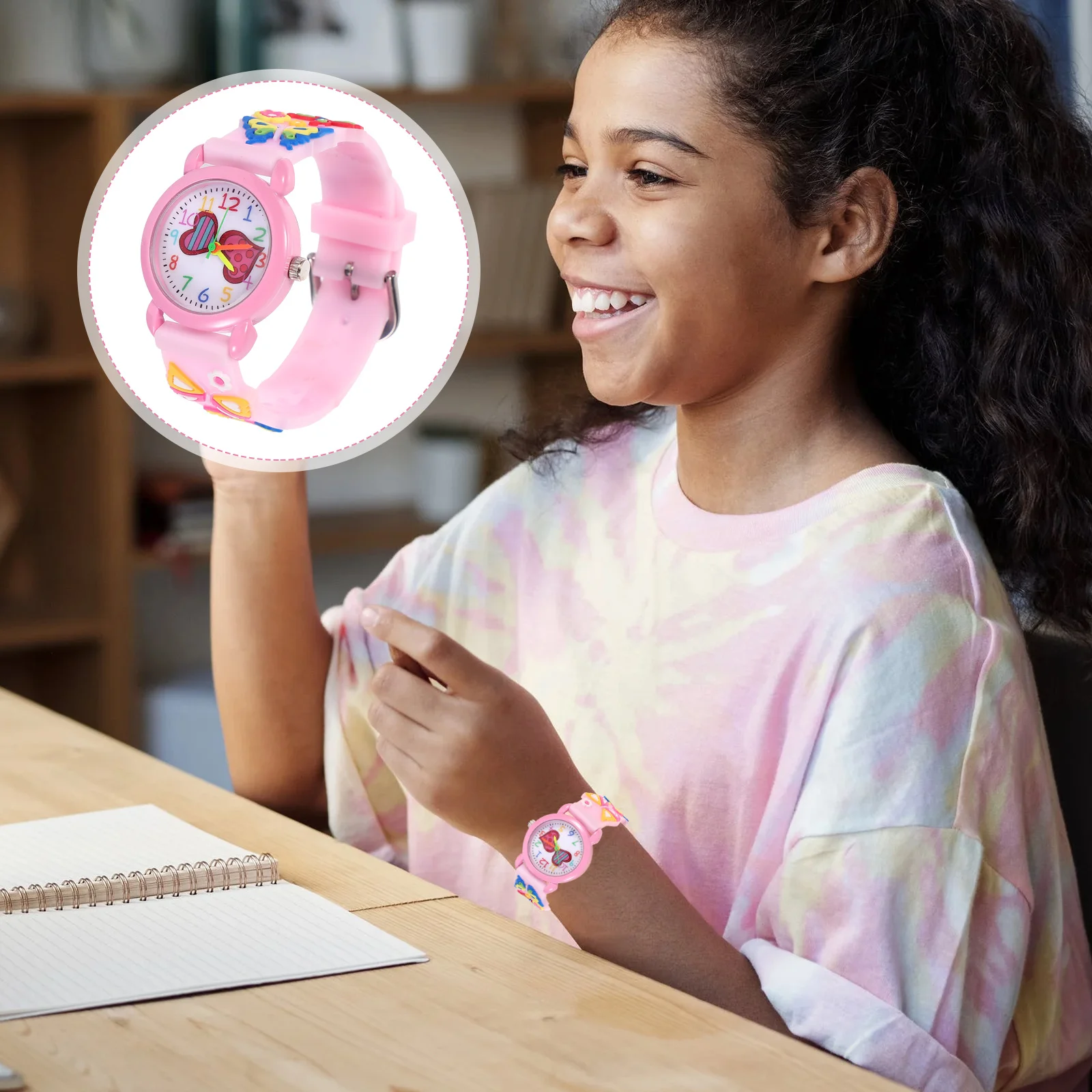 

1 шт., милые детские часы в мультяшном стиле, красочные детские наручные часы, регулируемые, практичные, легкие, для обучения времени