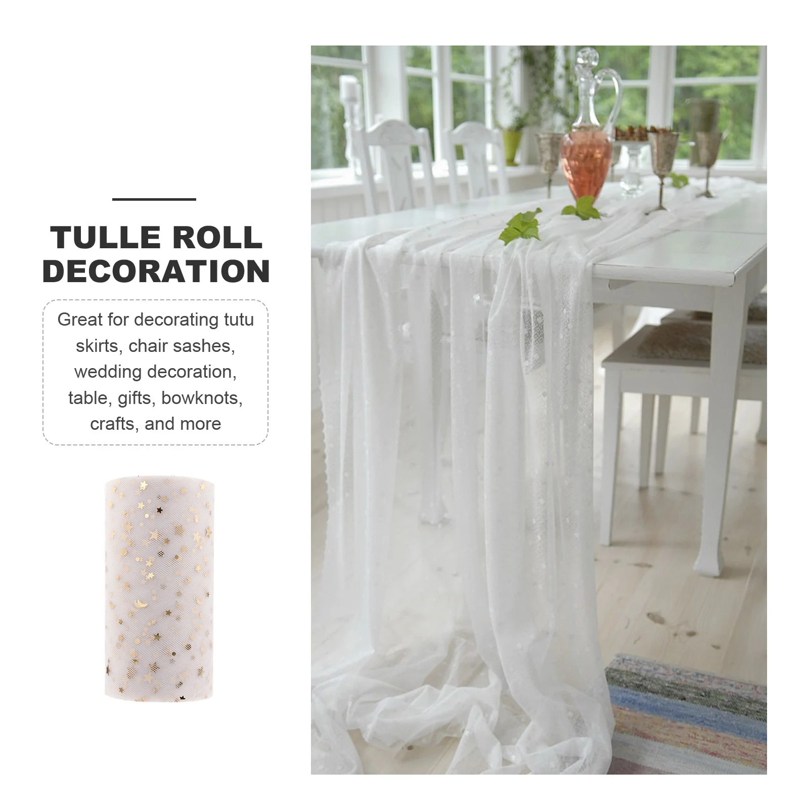 

1 Roll Delicate Sequin Mesh Tulle for Decoration Elegant Stars Tulle Roll Ideal for Tutu Skirts Sashes DIY Wrapping Projects